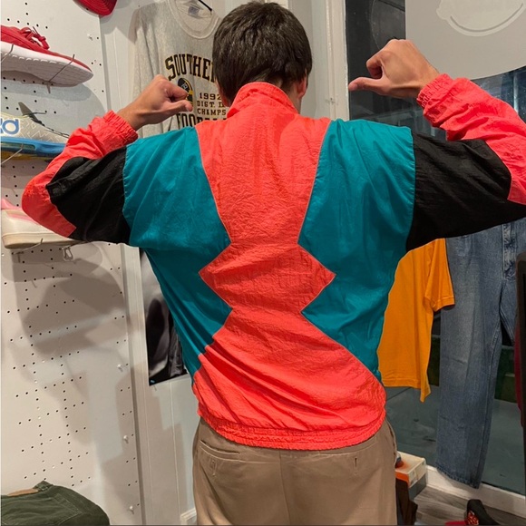 Vintage miami dolphins colorway windbreaker teal orange black colorblock 80s - Picture 3 of 3